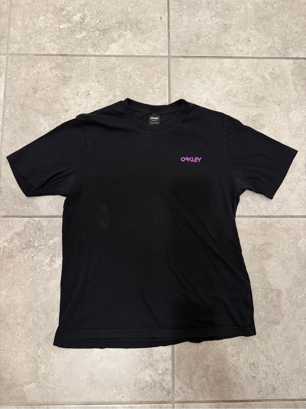 Oakley Black Short Sleeve Tee with Purple Logo